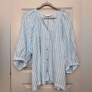 LC Lauren Conrad Light Blue and White Striped Blouse